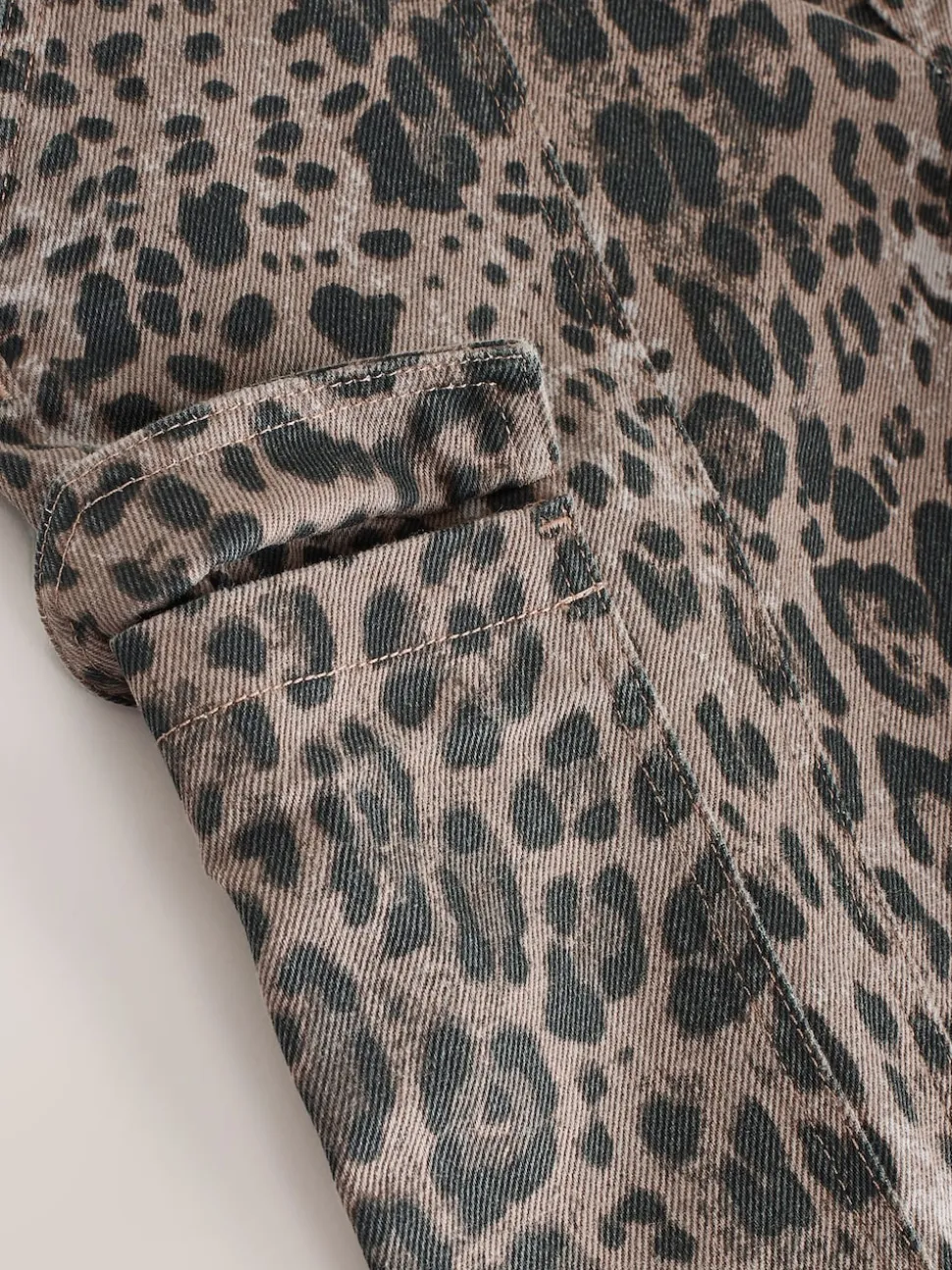 Leopard Ankle Straight Leg Carpenter Jeans