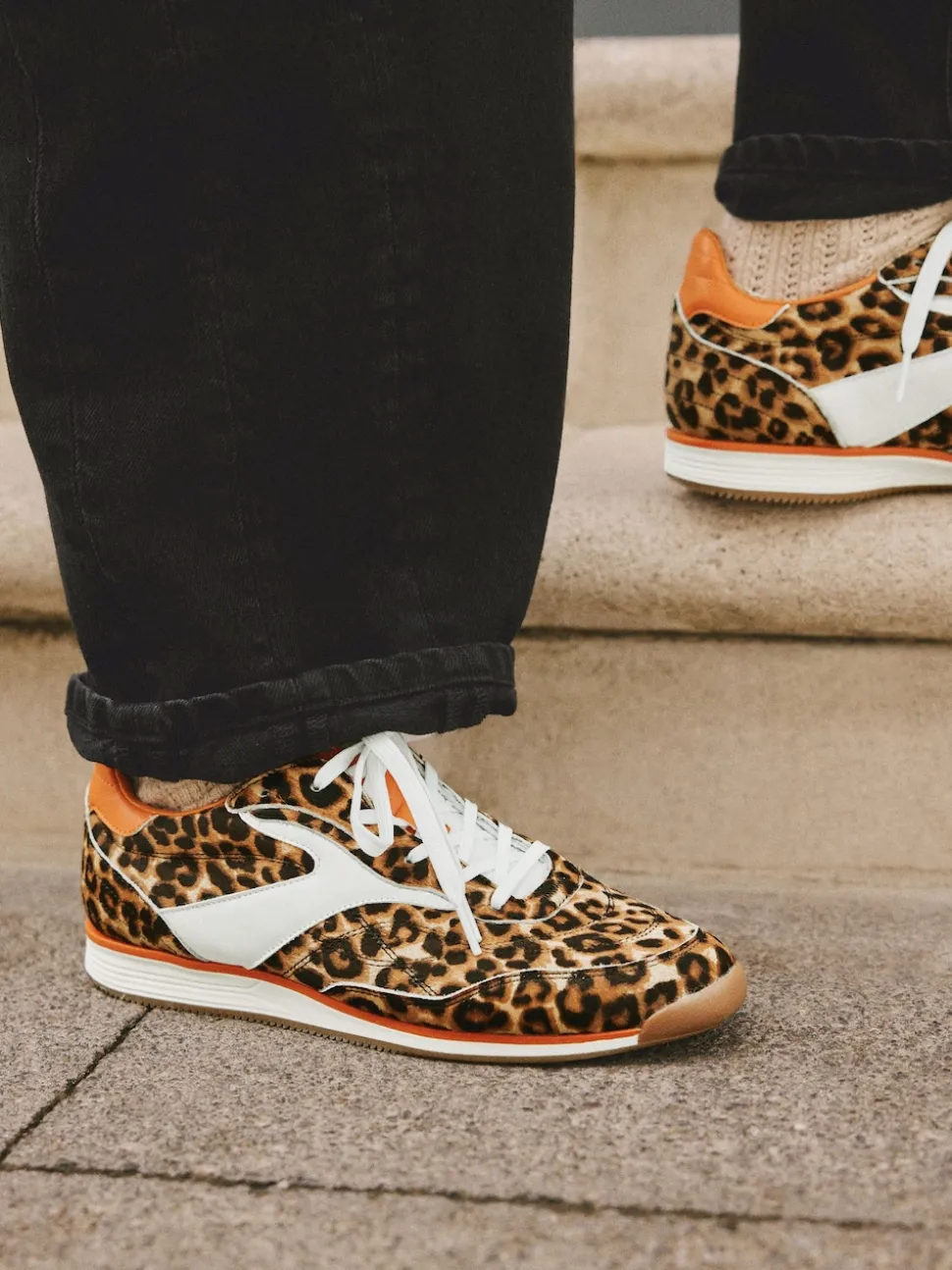 Leopard Forever Comfort Panel Detail Lace-Up Trainers