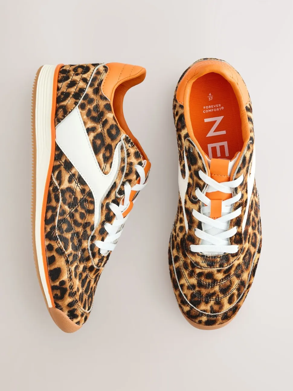 Leopard Forever Comfort Panel Detail Lace-Up Trainers