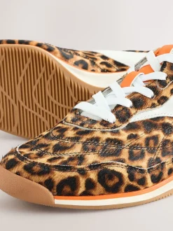 Leopard Forever Comfort Panel Detail Lace-Up Trainers