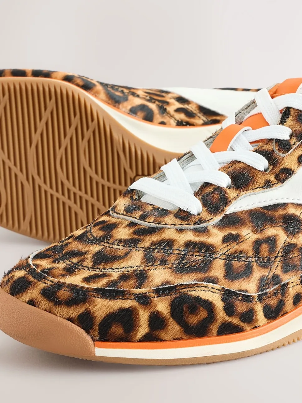 Leopard Forever Comfort Panel Detail Lace-Up Trainers