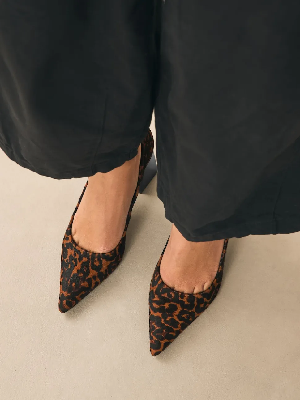 Leopard Leather Block Court Heels