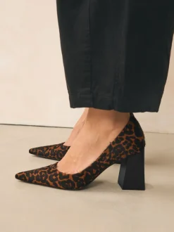 Leopard Leather Block Court Heels