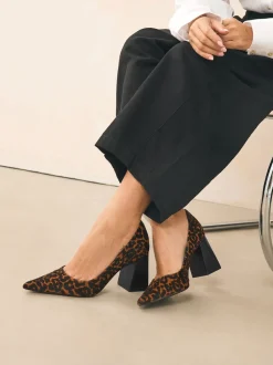 Leopard Leather Block Court Heels
