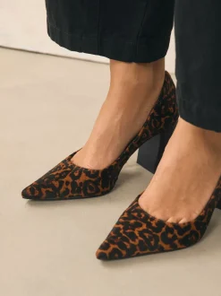 Leopard Leather Block Court Heels