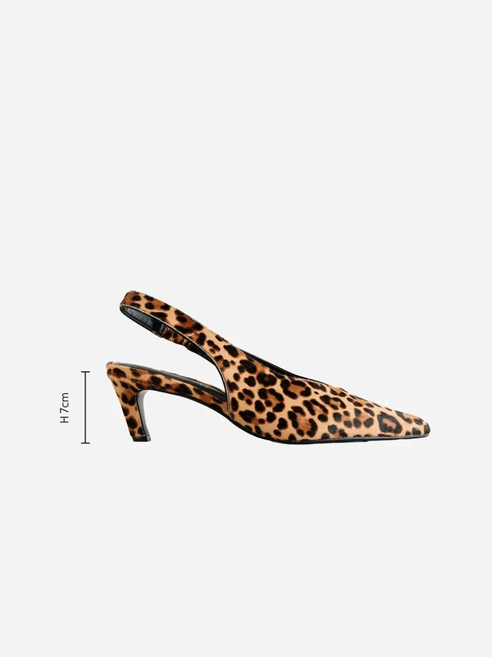 Leopard Leather Pointed Toe Slingback Heels