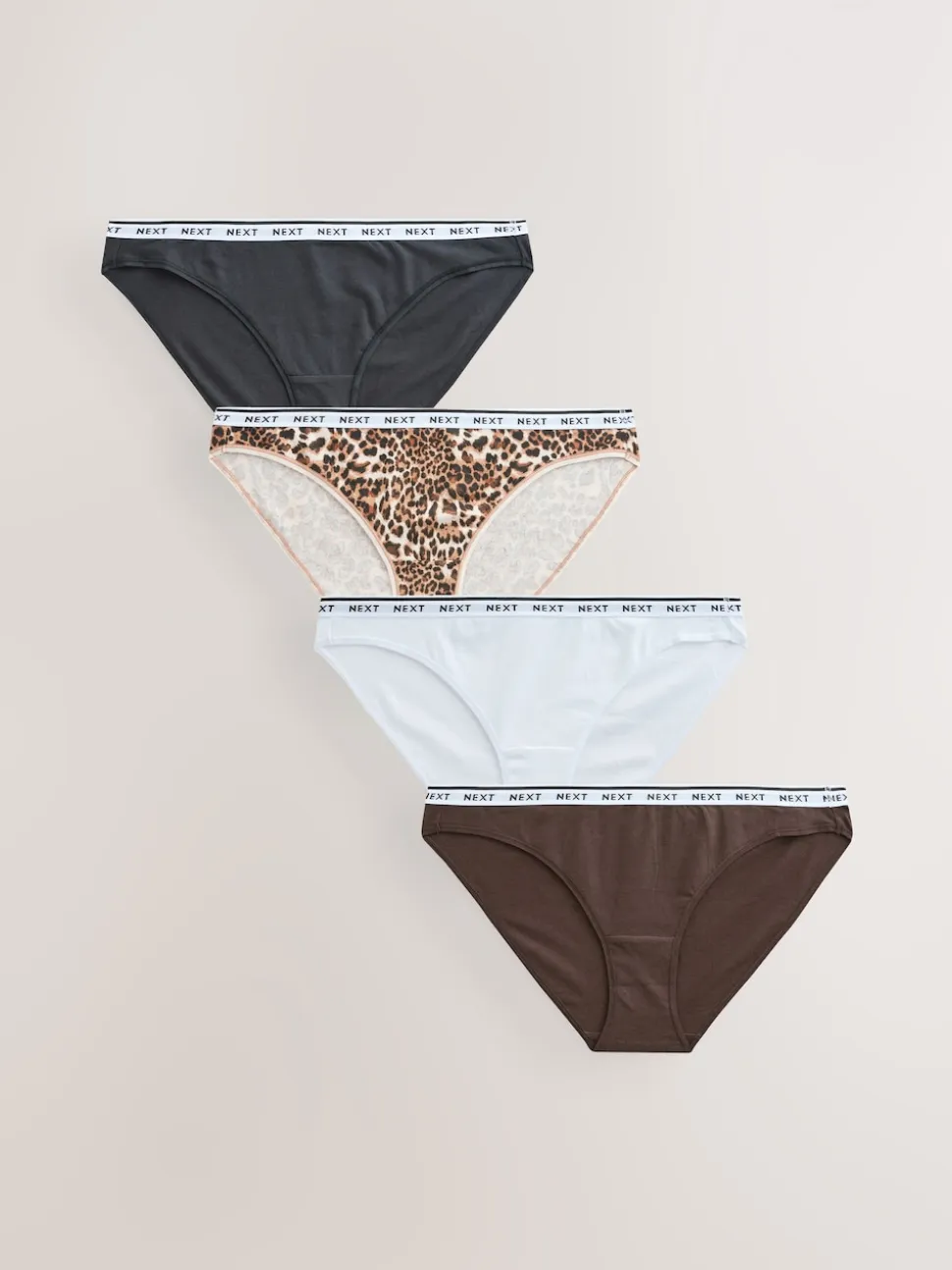 Leopard Print High Leg Cotton Logo Knickers 4 Pack