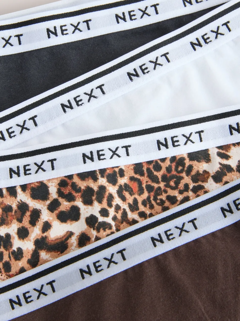 Leopard Print High Leg Cotton Logo Knickers 4 Pack