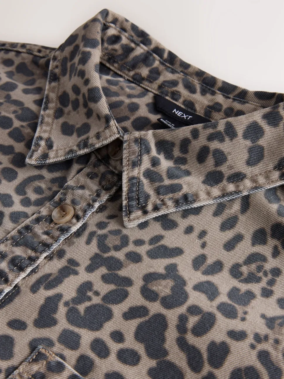 Leopard Print Oversize Denim Shirt