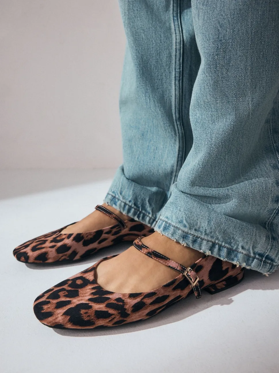 Leopard Print Standard/Wide Fit Round Toe Mary Jane Shoes