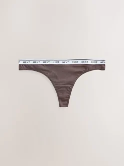 Leopard Print Thong Cotton Logo Knickers 4 Pack