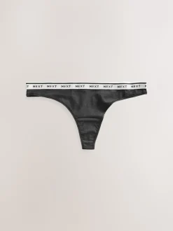 Leopard Print Thong Cotton Logo Knickers 4 Pack