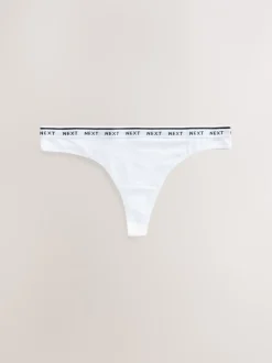 Leopard Print Thong Cotton Logo Knickers 4 Pack