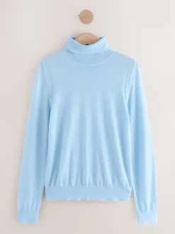 Light Blue 100% Merino Wool N.Premium Roll Neck Jumper