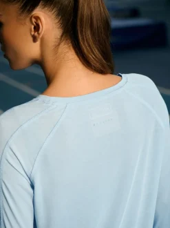 Light Blue Active Crew Neck Long Sleeve T-Shirt