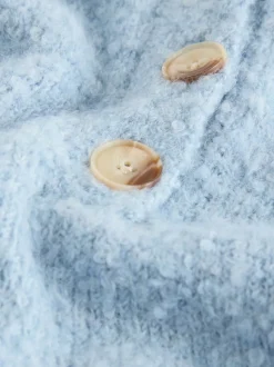 Light Blue Boucle Long Sleeve Polo Jumper