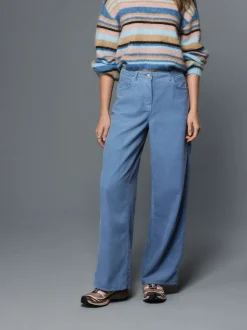 Light Blue Cord Wide Leg Trousers