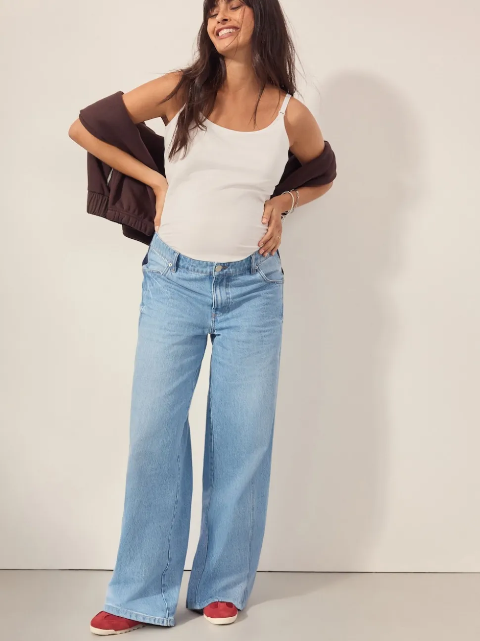 Light Blue Maternity Wide Leg 100% Cotton Jeans