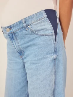 Light Blue Maternity Wide Leg 100% Cotton Jeans