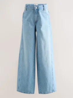 Light Blue Maternity Wide Leg 100% Cotton Jeans
