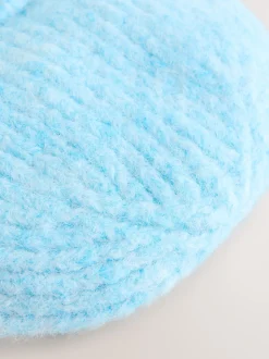 Light Blue Ribbed Beanie Containing Wool Hat