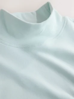 Light Blue Thermal Soft Touch Long Sleeve High Neck Top
