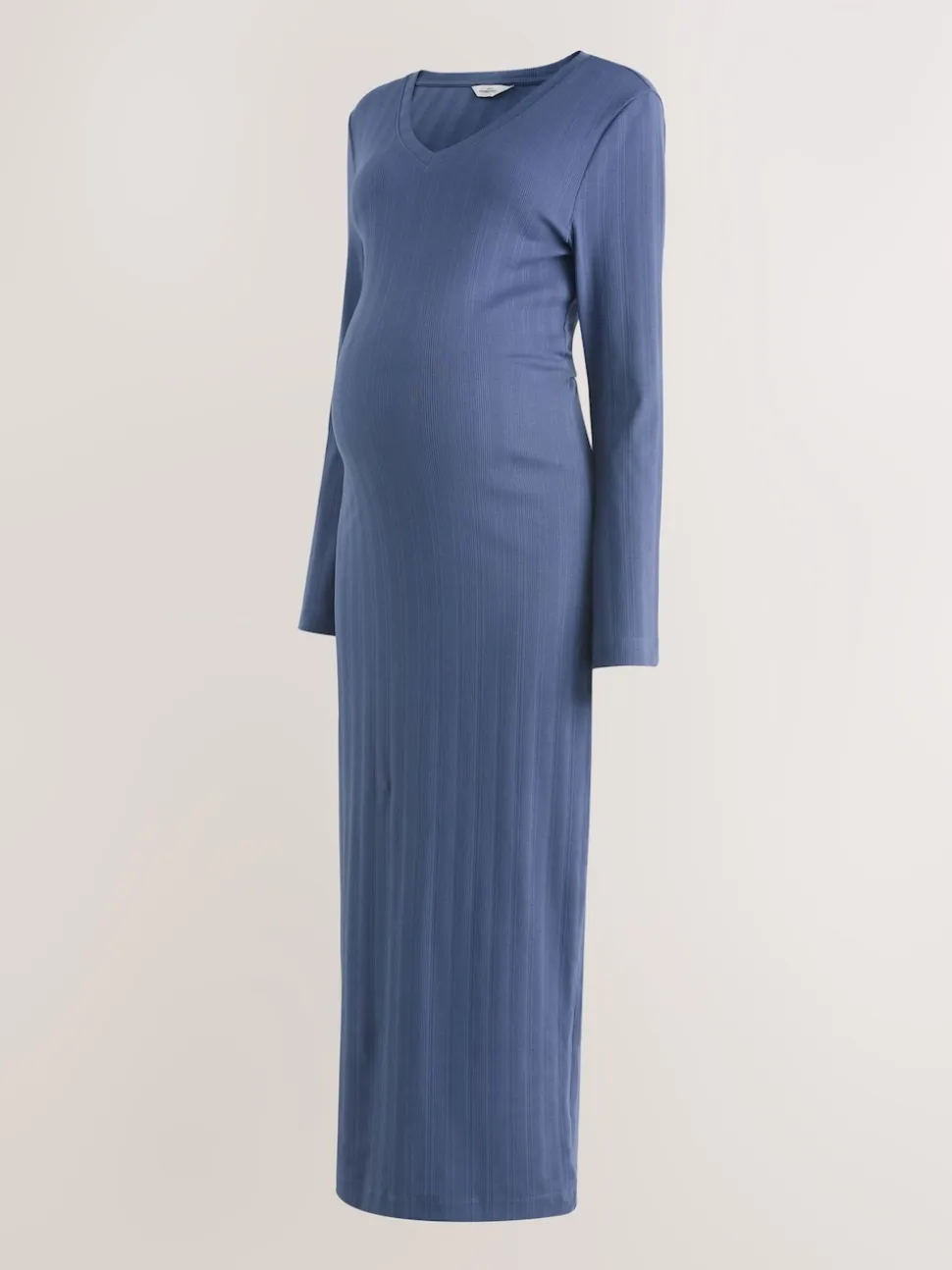 Light Blue Tie Back Ribbed V-Neck Dress