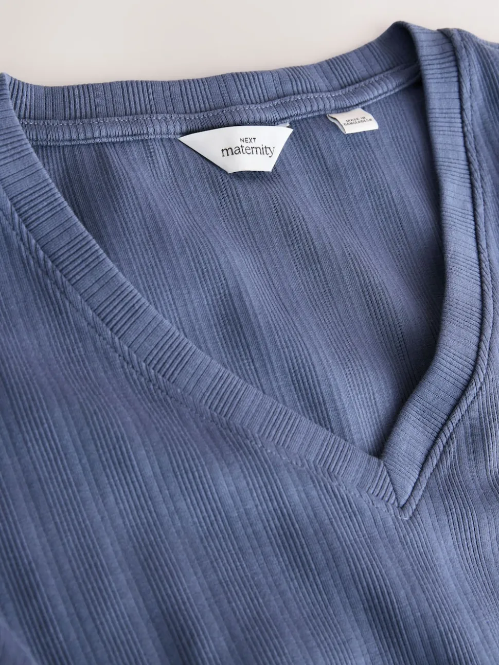 Light Blue Tie Back Ribbed V-Neck Dress