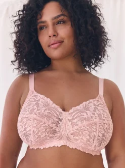 Light Pink B-H Total Support Non Pad Non Wire Full Cup Lace Ultimate Comfort Bra