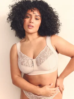 Light Pink F-K Ultimate Comfort Cup Padded Strap Non Pad Non Wired Bra with Side Support