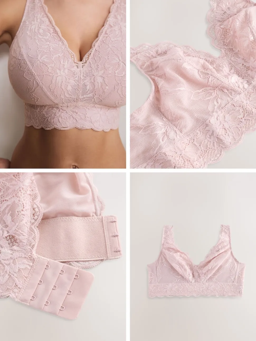 Light Pink Non Pad Non Wire Total Support Lace Bra