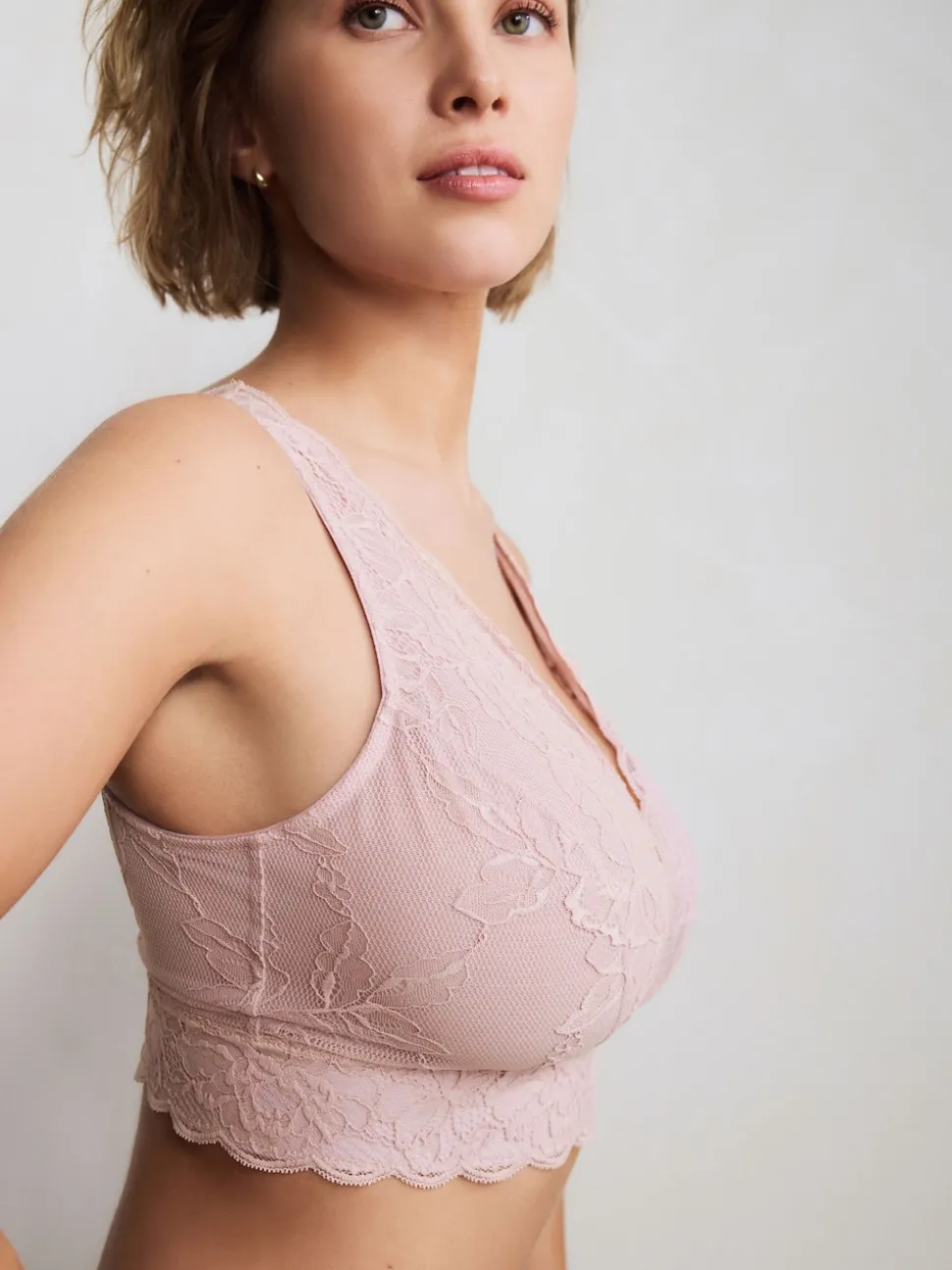 Light Pink Non Pad Non Wire Total Support Lace Bra