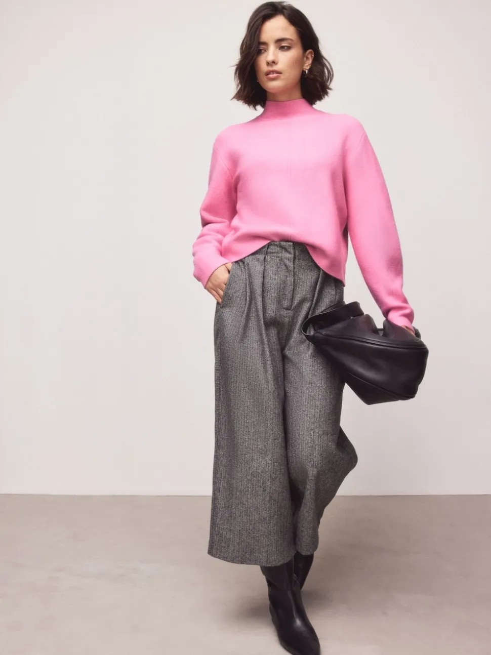 Light Pink Supersoft High Neck Seam Detail Jumper