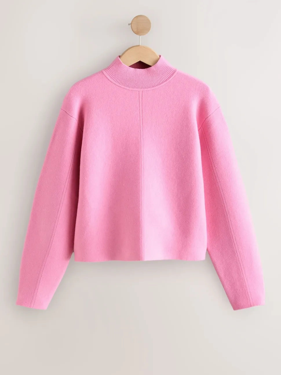 Light Pink Supersoft High Neck Seam Detail Jumper