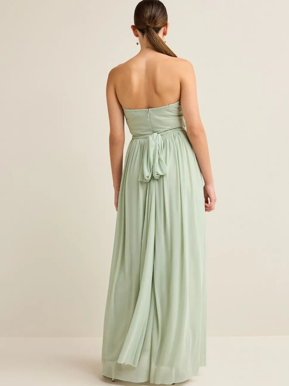 Light Sage Green Mesh Multiway Wedding Guest Bridesmaid Maxi Dress