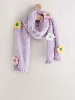 Lilac Flower Hand Knit Heavyweight Scarf