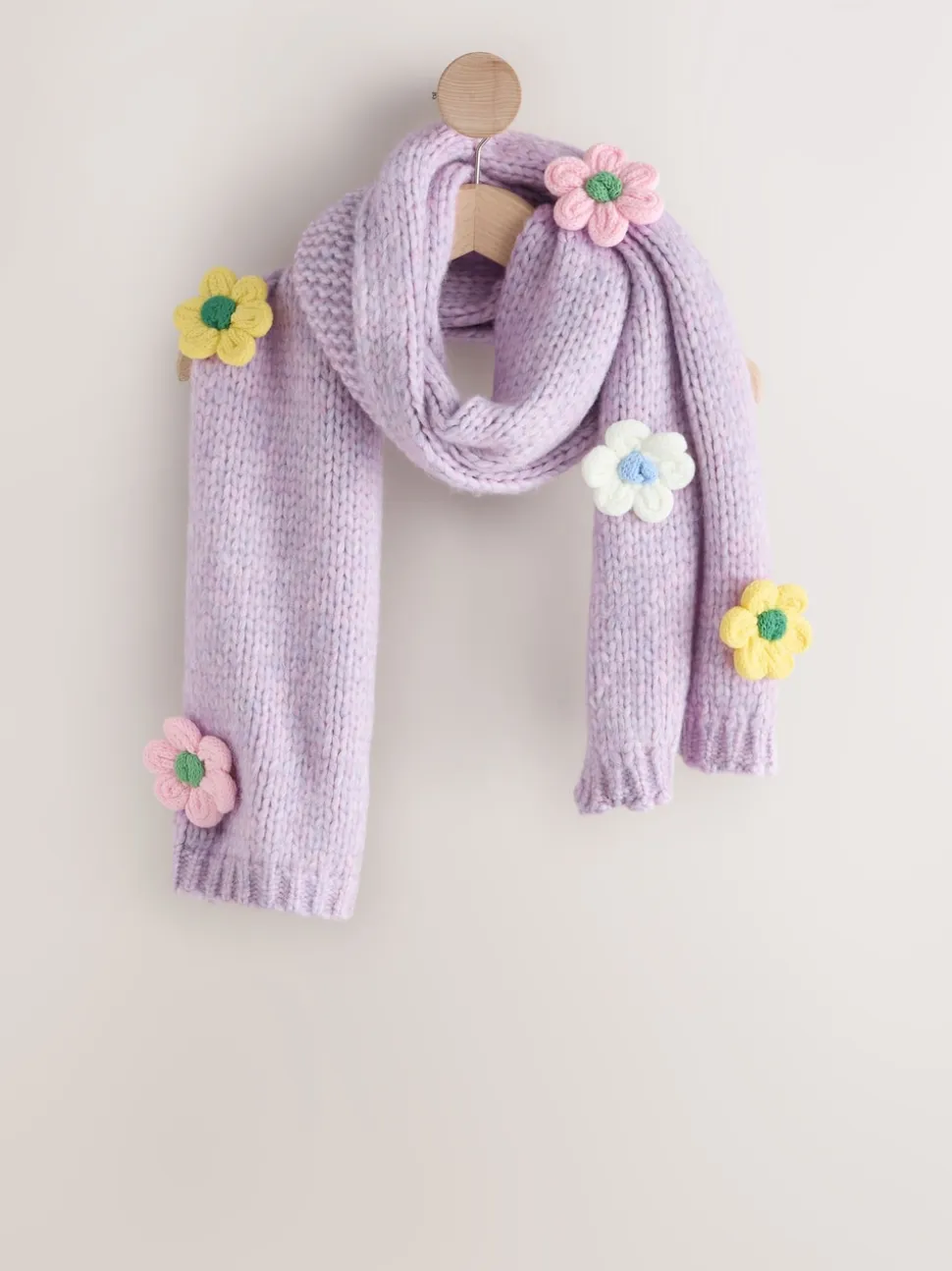 Lilac Flower Hand Knit Heavyweight Scarf