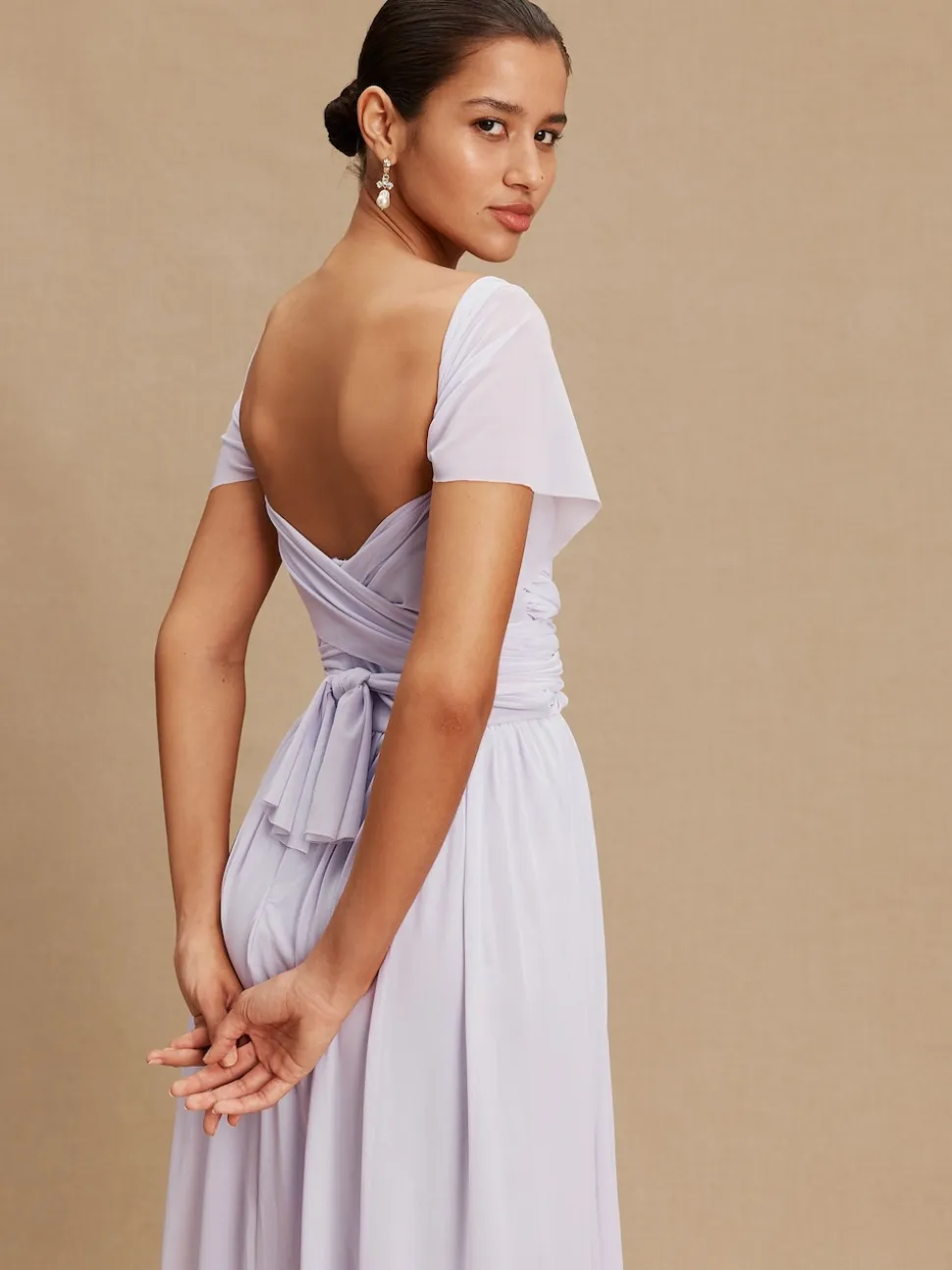 Lilac Purple Mesh Multiway Wedding Guest Bridesmaid Maxi Dress
