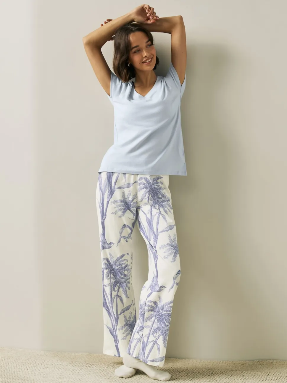 Lilac Purple Palm Short Sleeve Pyjamas