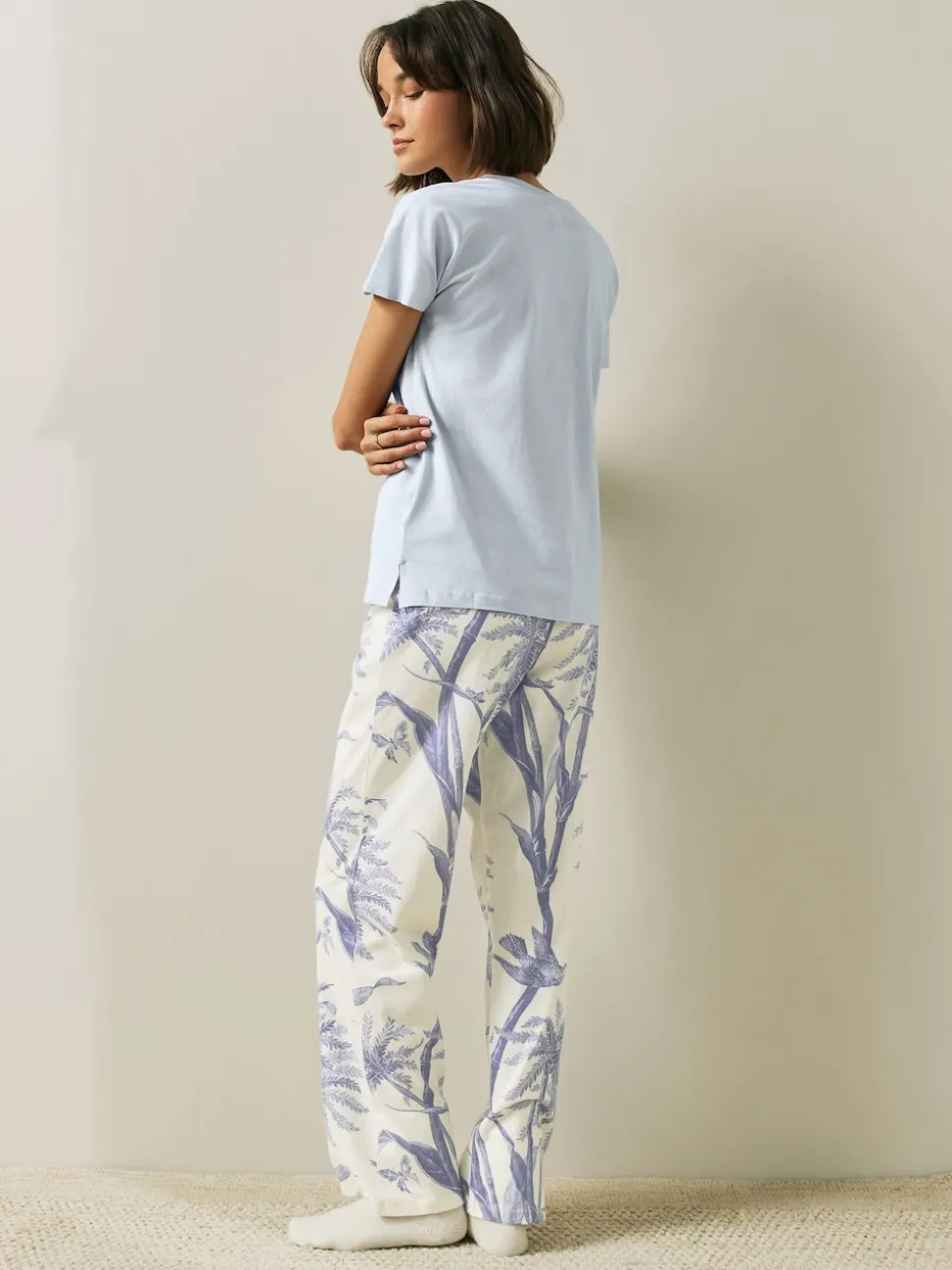 Lilac Purple Palm Short Sleeve Pyjamas