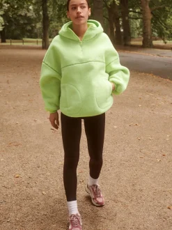 Lime Green Active Borg Hooded Jacket