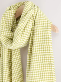 Lime Green Houndstooth Midweight Scarf