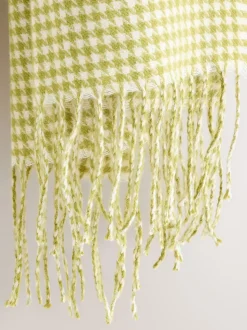 Lime Green Houndstooth Midweight Scarf