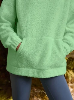 Lime Green Soft Teddy Borg Longsleeve Hoodie