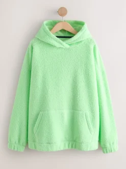 Lime Green Soft Teddy Borg Longsleeve Hoodie