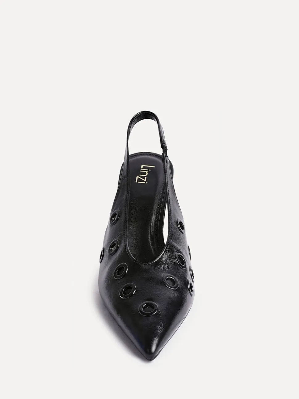 Linzi Black Abel Sligback Courts Heels with Eyelet Detail
