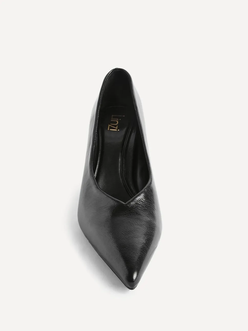 Linzi Black Bellamy V-Shaped Closed Toe Court Heels