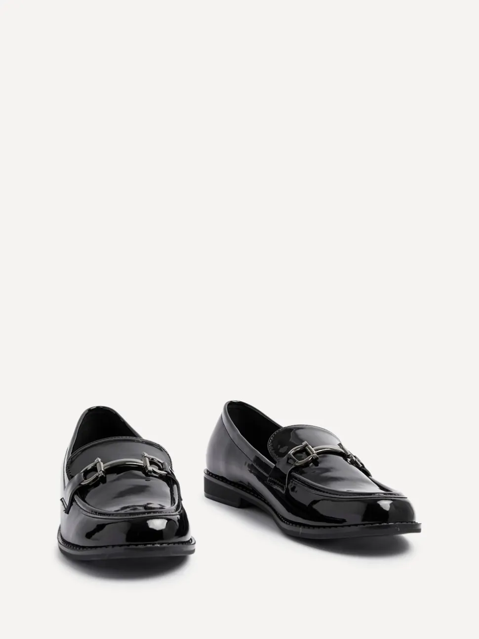Linzi Black Belle Patent Slip-Ons Leather Loafers With Gold Trim