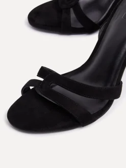 Linzi Black Bronte Heeled Sandals with Double Front Strap