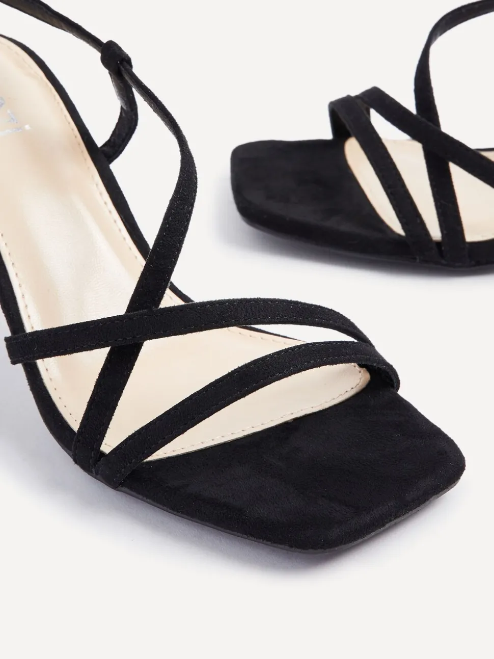 Linzi Black Cassie Wide Fit Mid Heel Strappy Sandals With Ankle Strap